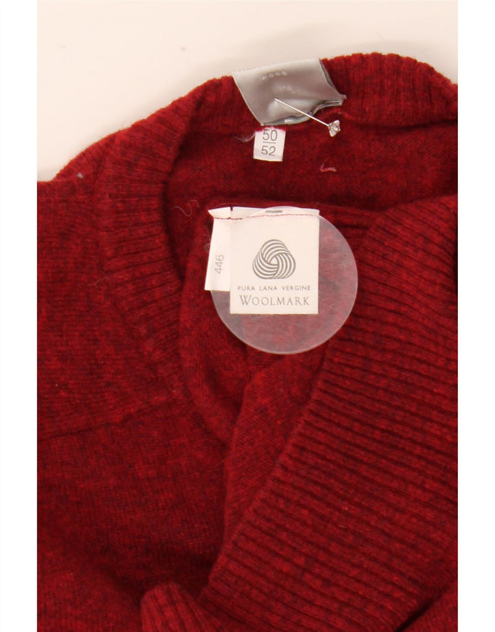 vintage Mens Crew Neck Jumper Pull IT 50/52 Marron Moyen Moucheté