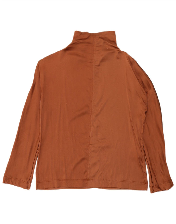 ALYSI Chemisier à manches longues pour femme UK 10 Petite soie marron