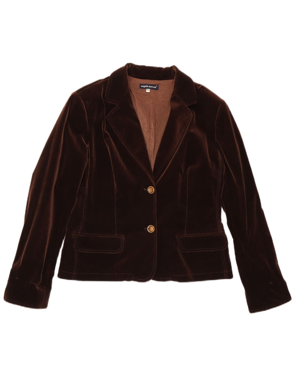 Angelo Marani Veste Blazer en Velours à 2 Boutons pour Femme IT 48 XL Coton Marron