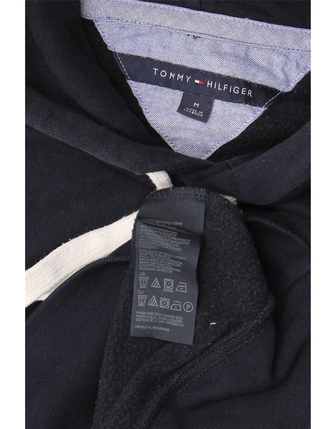 TOMMY HILFIGER Pull à Capuche Homme Bleu Marine Moyen Coton