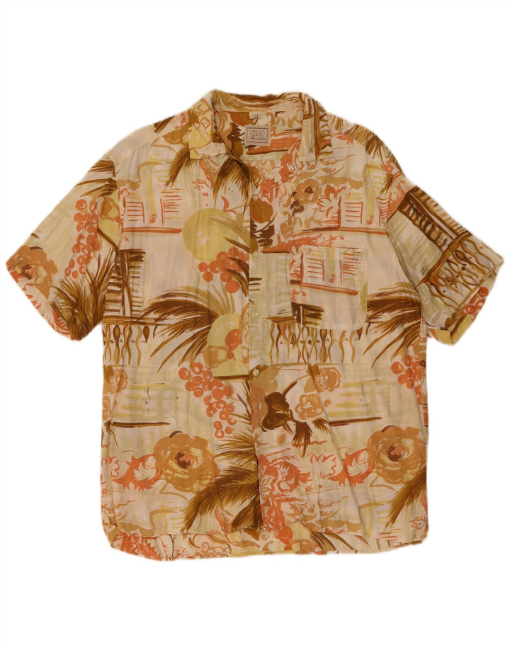 CIAO Chemise à Manches Courtes Homme Beige Moyen Floral