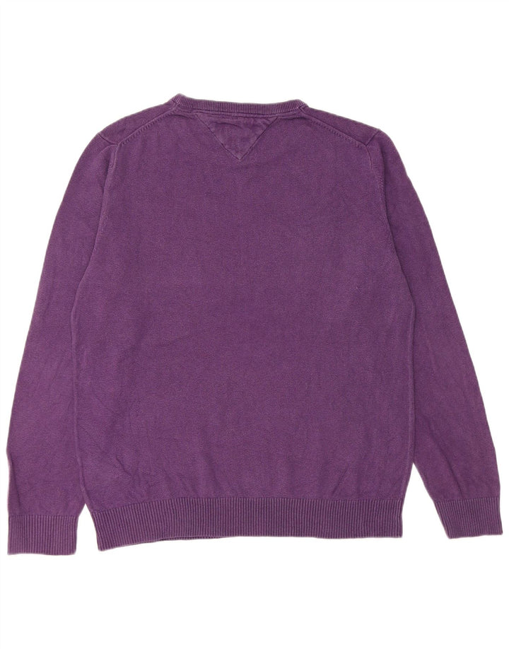 Tommy Hilfiger Pull à col rond pour homme en coton violet moyen