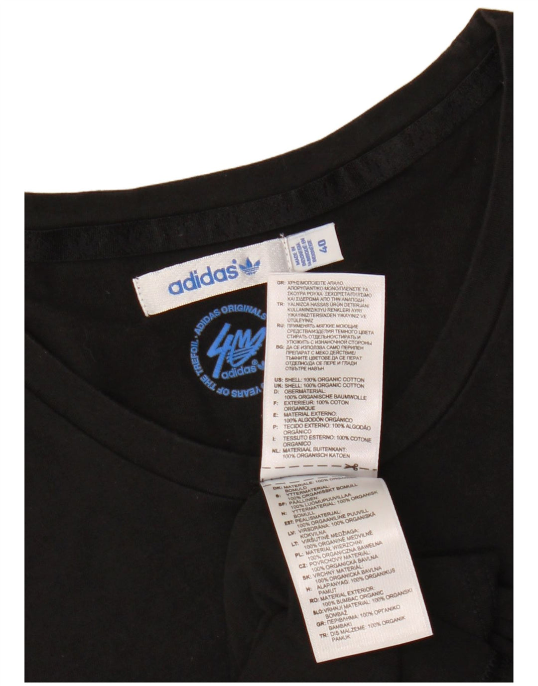 ADIDAS T-Shirt Graphique Femme Top IT 40 Petit Noir Coton