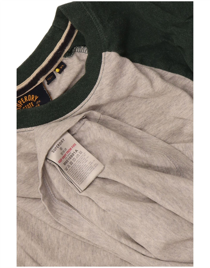 Superdry Haut à manches longues pour homme 2XL Gris Colorblock Coton