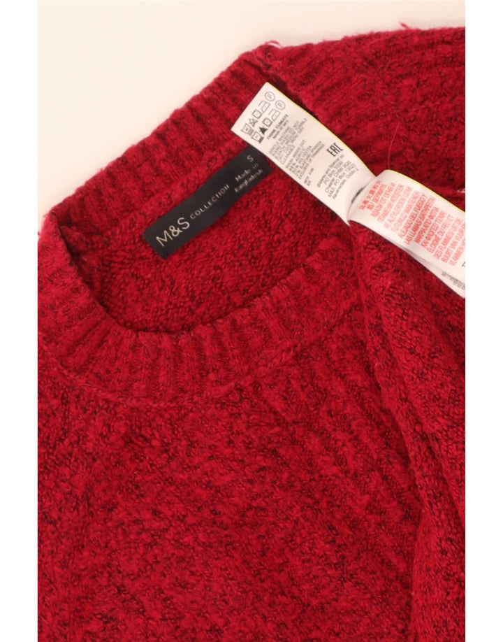 Marks & Spencer Pull surdimensionné à col rond pour femme UK 10 Petit Rouge
