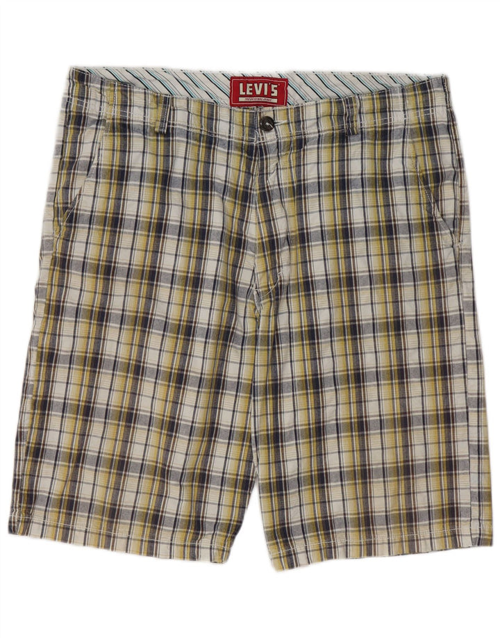 LEVI'S Mens Chino Shorts W36 Large Yellow Check Cotton