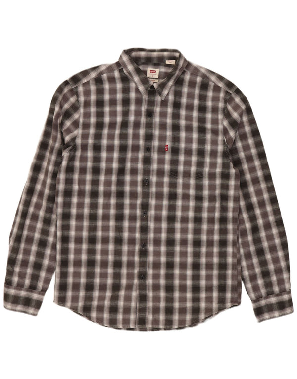 Levi's Chemise Coupe Standard Homme Gris Moyen Carreaux Coton