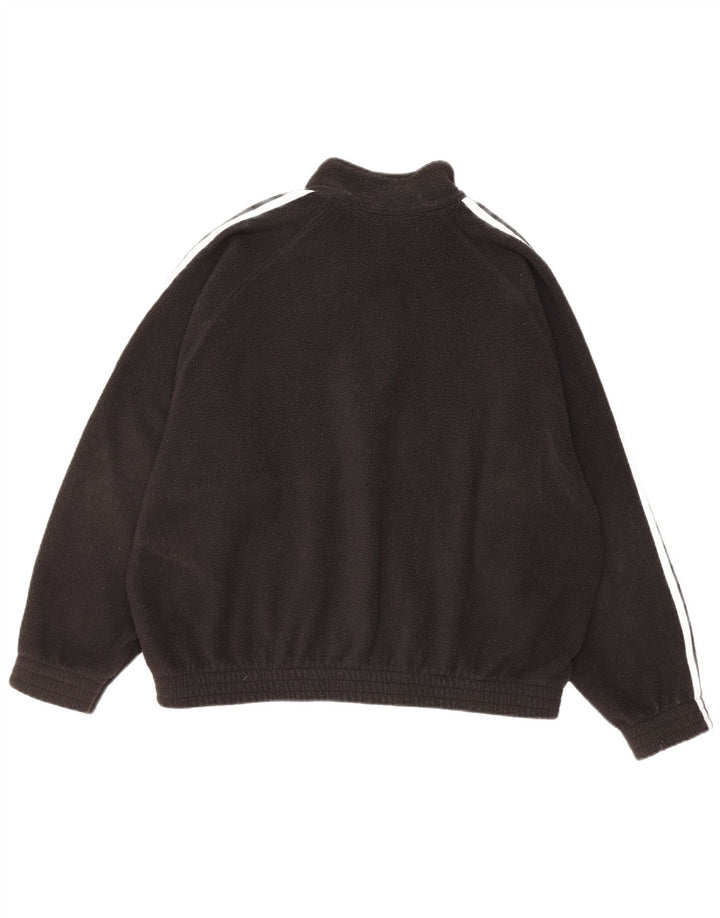 Adidas Pull polaire surdimensionné à col zippé pour femme UK 12 Noir moyen Polyester