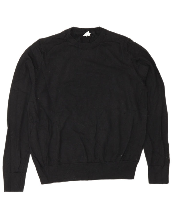 John Lewis Pull à col rond pour femme UK 14 Laine mérinos noire moyenne