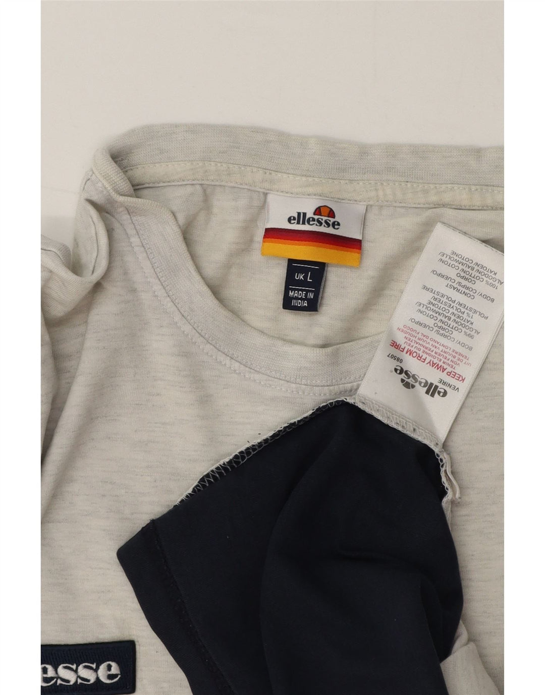 Ellesse T-Shirt Homme Haut Large Gris Colorblock Coton