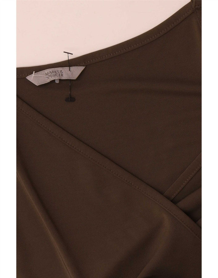 Marks & Spencer Robe trapèze sans manches pour femme UK 12 Kaki moyen