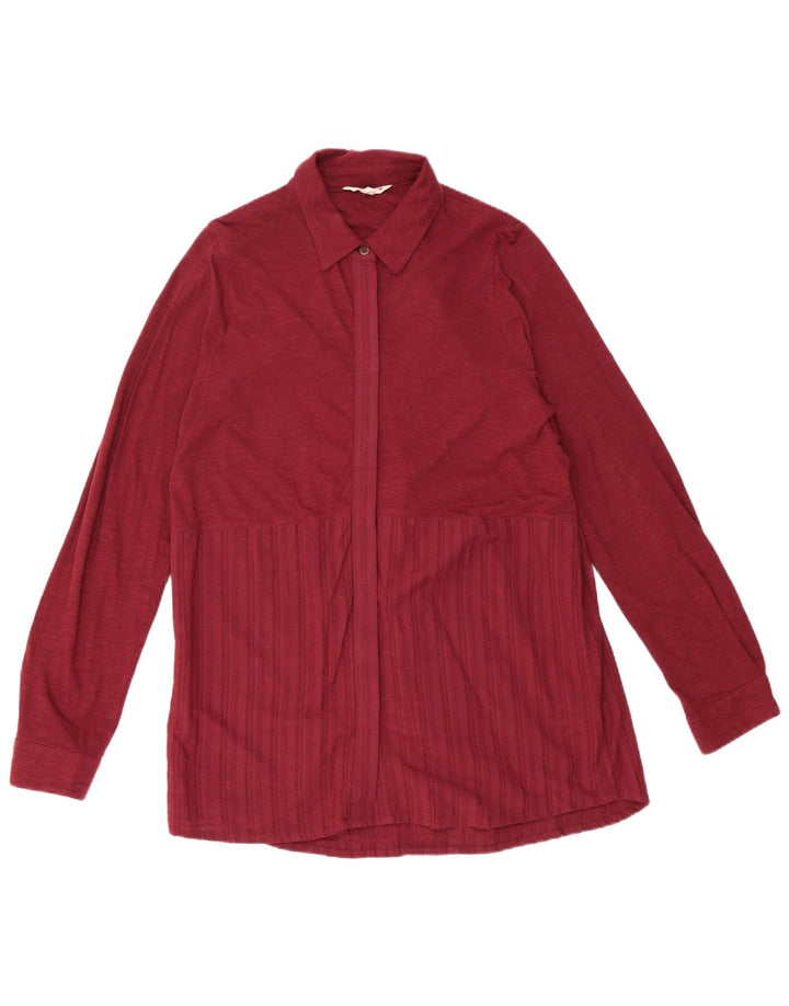 FAT FACE Womens Oversized Shirt UK 10 Small Burgundy Cotton