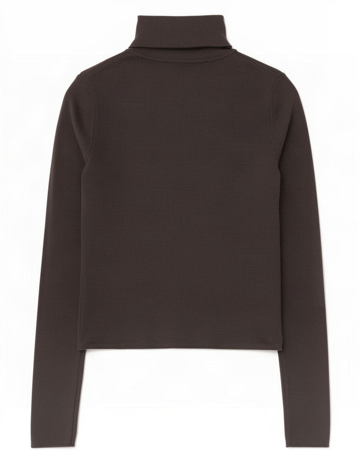 Zara Pull court à col roulé pour femme UK 12 Gris moyen Viscose