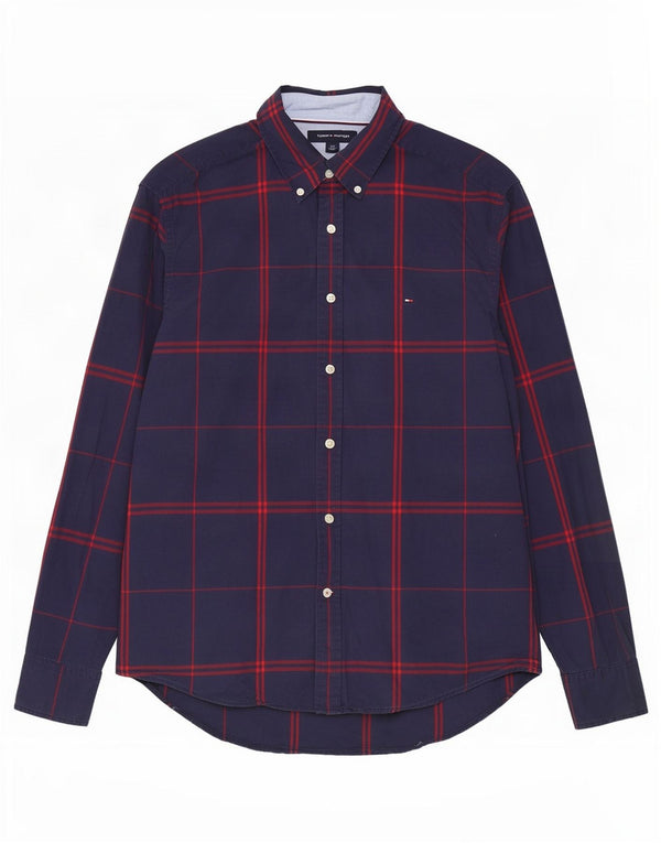 Tommy Hilfiger Chemise Homme Grand Carreau Bleu Marine Coton
