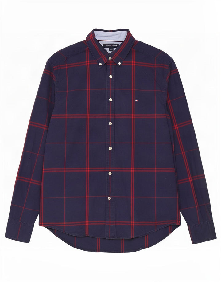 Tommy Hilfiger Chemise Homme Grand Carreau Bleu Marine Coton