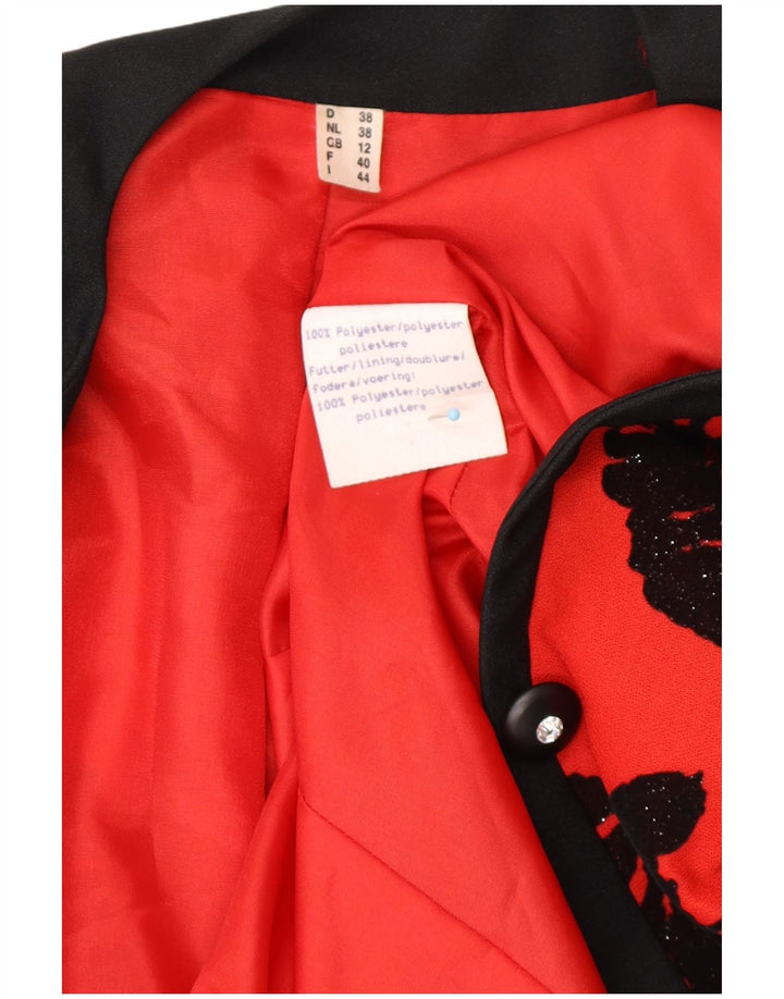 VINTAGE Femme 1 Bouton Blazer Veste UK 12 Moyen Rouge Floral Polyester