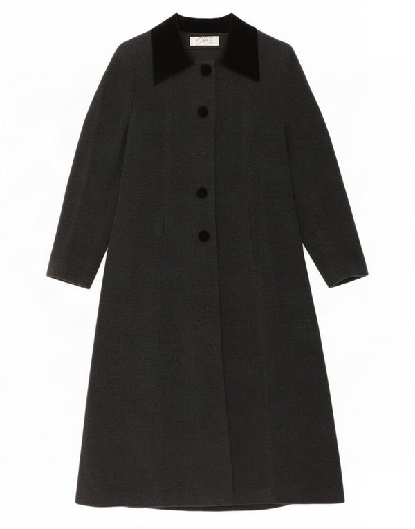 vintage Womens Overcoat UK 10 Petite laine grise