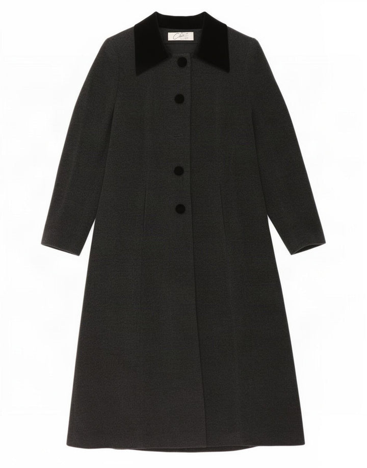 vintage Womens Overcoat UK 10 Petite laine grise