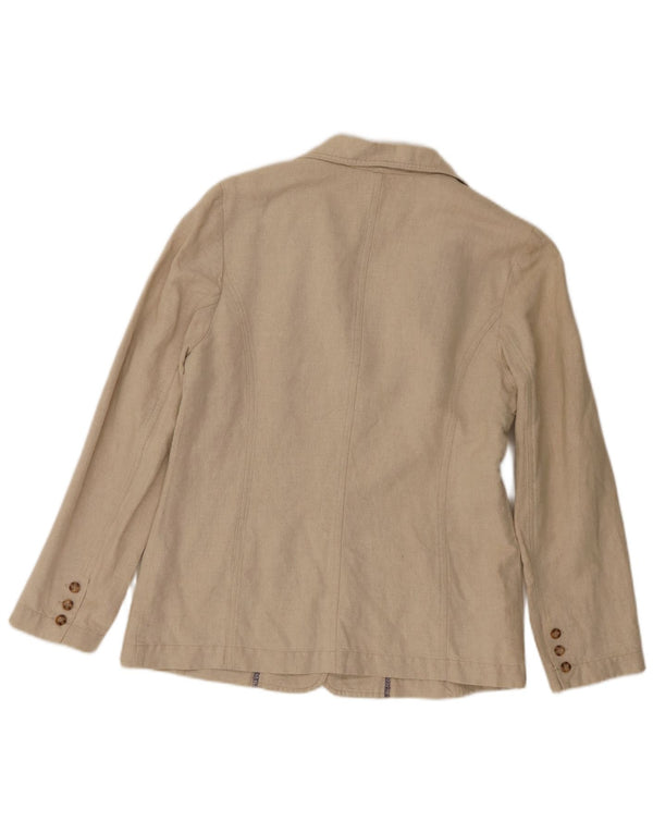 Laura Ashley Veste blazer à 3 boutons pour femme UK 14 Grand lin beige