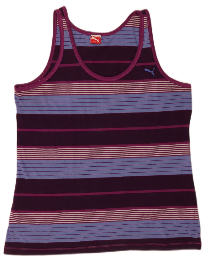 Puma Débardeur Femme UK 46 Large Multicolore Rayé Polyester Sports