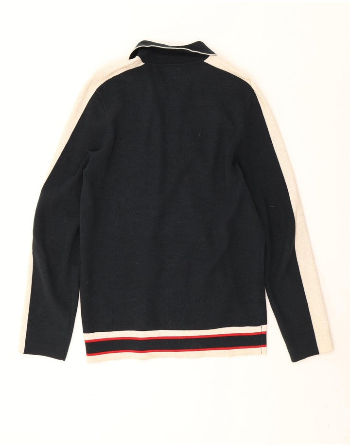 Lyle & Scott Pull Cardigan Homme Petit Bleu Marine Colorblock Coton