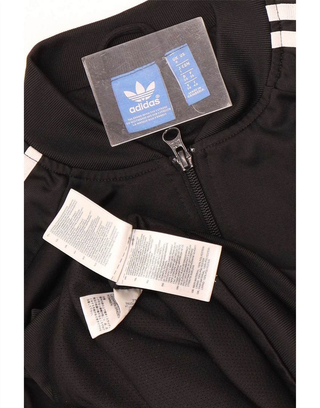 Adidas Veste de survêtement graphique pour femme UK 8 Small Noir Polyester