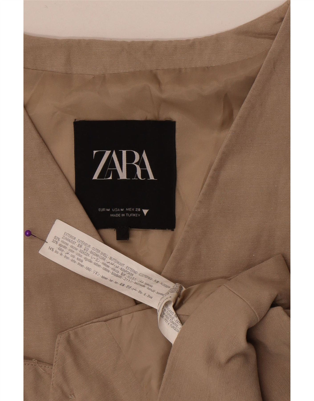 Zara Gilet Femme UK 12 Viscose Beige Moyen