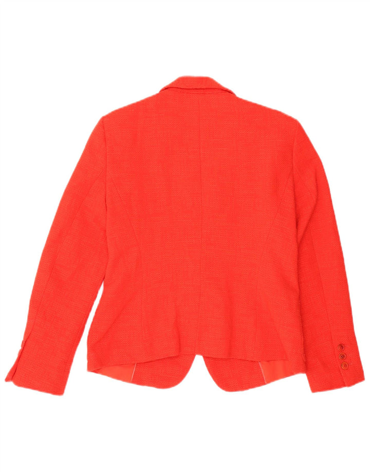 Zara Veste Blazer 1 Bouton Femme UK 12 Coton Rouge Moyen