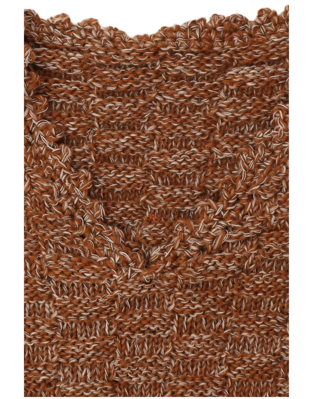 VINTAGE Femme Col V Pull Pull UK 16 Grand Marron Moucheté