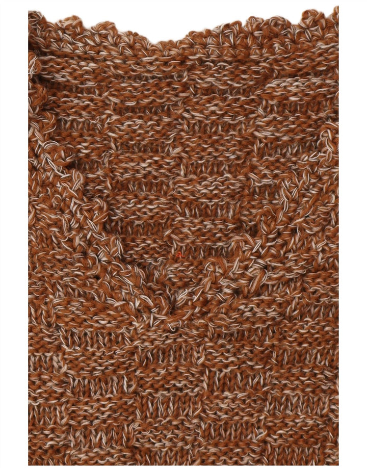 VINTAGE Femme Col V Pull Pull UK 16 Grand Marron Moucheté