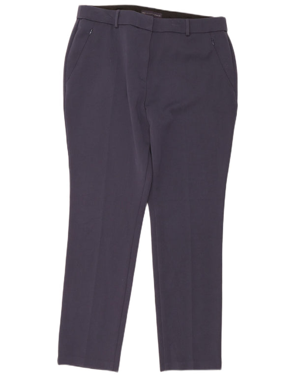 Marks & Spencer Pantalon décontracté taille haute pour femme UK 16 Large W36 L28 Bleu marine