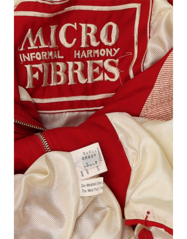 vintage Femmes À Capuchon Surdimensionné Parka Veste UK 10 Petit Polyester Rouge