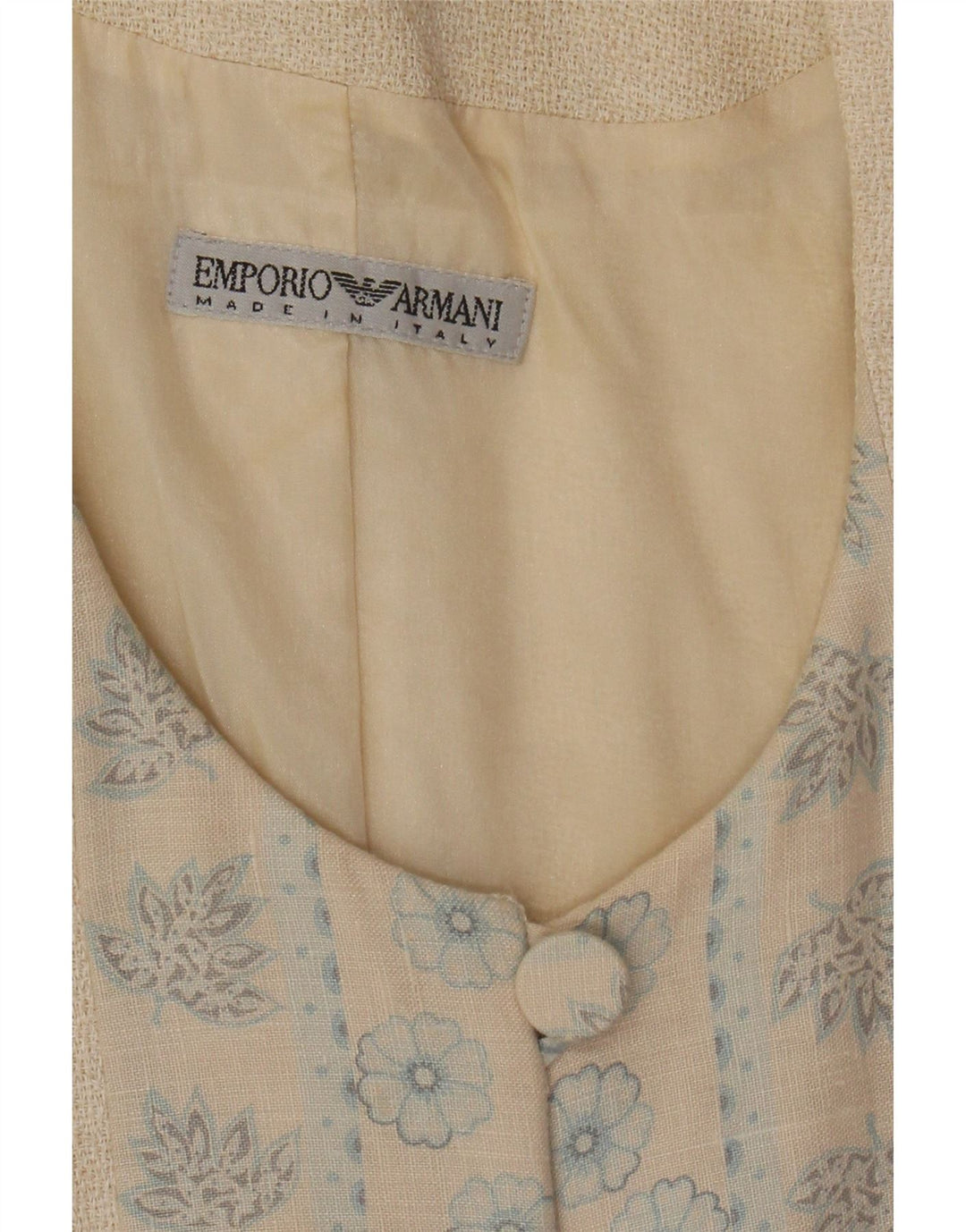EMPORIO ARMANI Veste Blazer 3 Boutons Femme UK 10 Petit Beige Floral