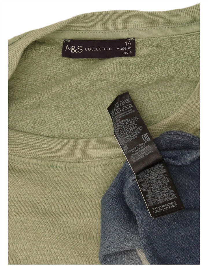 Marks & Spencer Sweat-shirt pour femme UK 14 Large Vert Colorblock