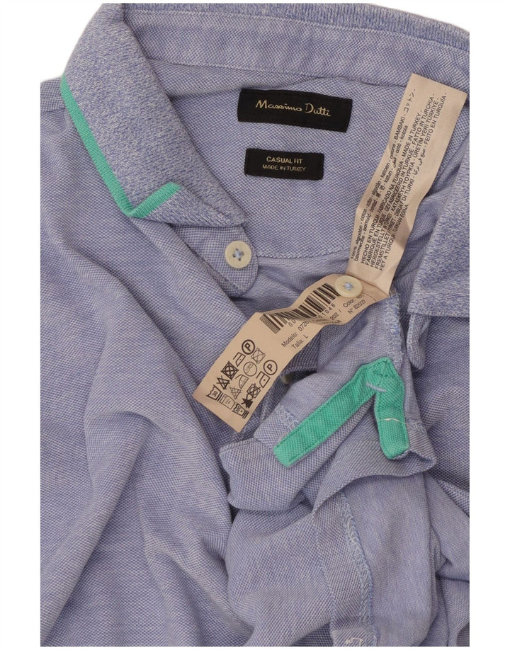 Massimo Dutti Polo coupe décontractée pour homme en coton bleu moyen