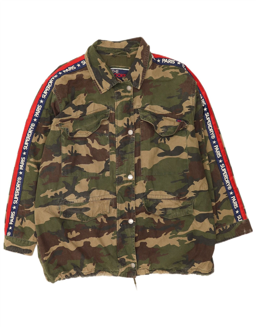 Superdry Veste utilitaire graphique pour femme UK 14 Large Kaki Camouflage