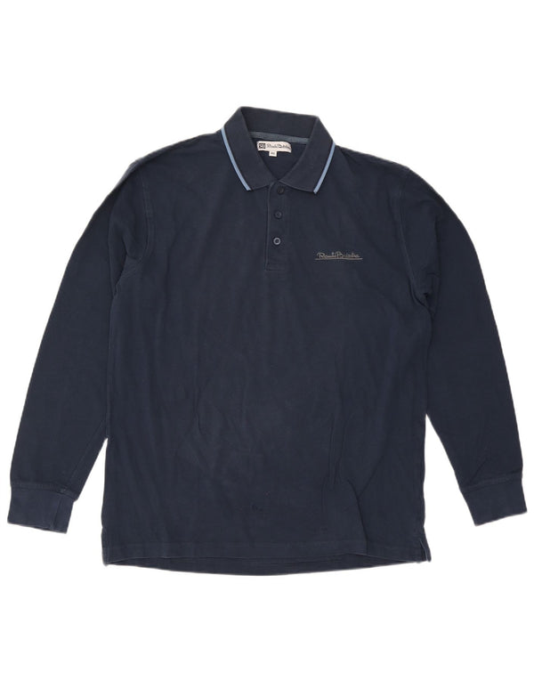 Renato Balestra Polo à manches longues pour homme 2XL en coton bleu marine