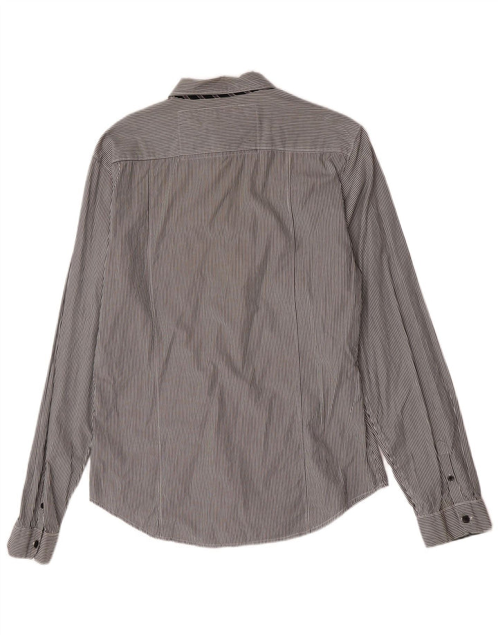 Guess Chemise Coupe Classique Homme Large Gris Rayé Coton