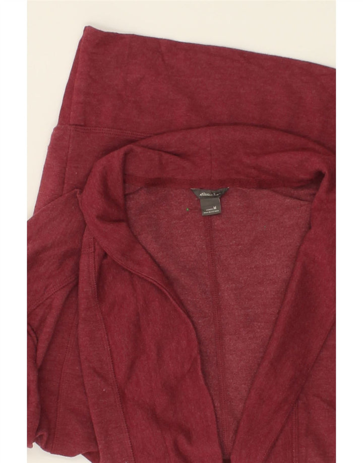 EDDIE BAUER Womens Longline Cardigan Sweater UK 14 Medium Maroon Cotton Vintage Eddie Bauer and Second-Hand Eddie Bauer from Messina Hembry 