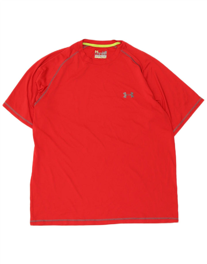 UNDER ARMOUR T-shirt Heat Gear pour hommes, grand rouge, en polyester