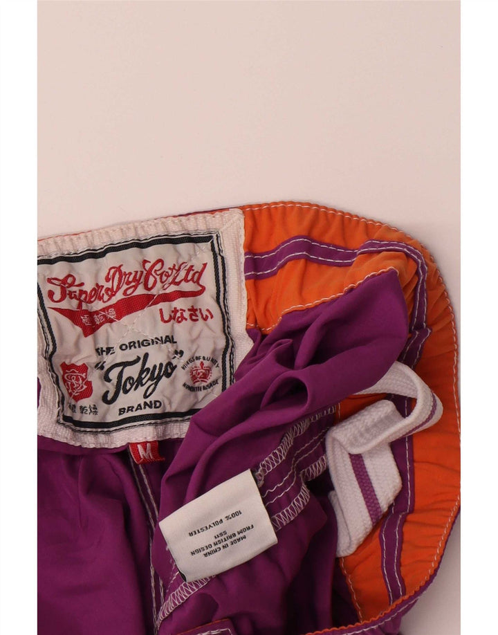 Superdry Short de Bain Graphique Femme UK 12 Violet Moyen Polyester