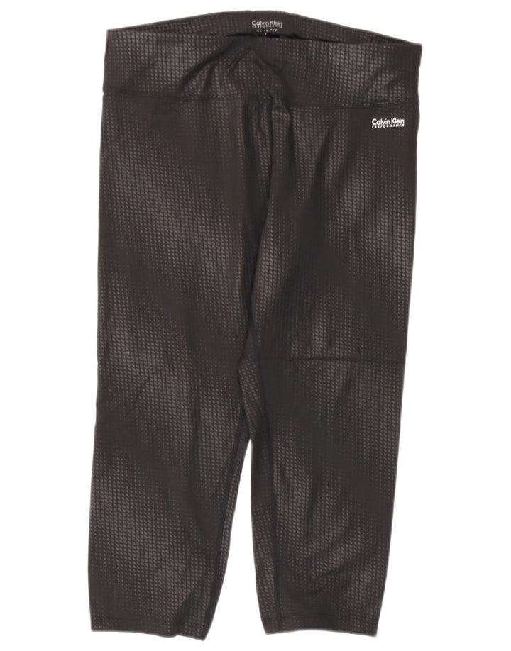 Calvin Klein Womens Performance Capri Leggings UK 14 Large Noir Géométrique