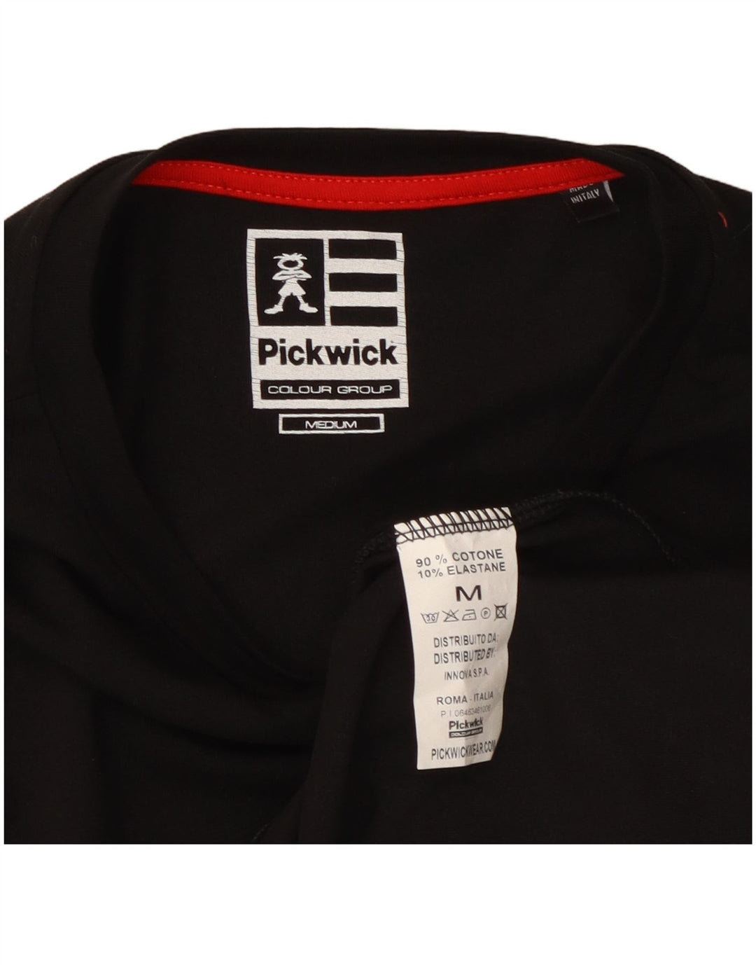 Pickwick Haut graphique à manches longues pour homme en coton noir moyen