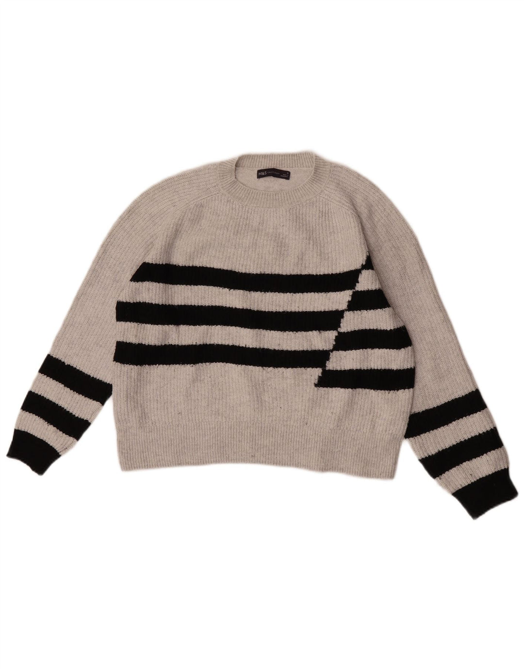 Marks & Spencer Pull ras du cou pour femme UK 14 Gris moyen rayé