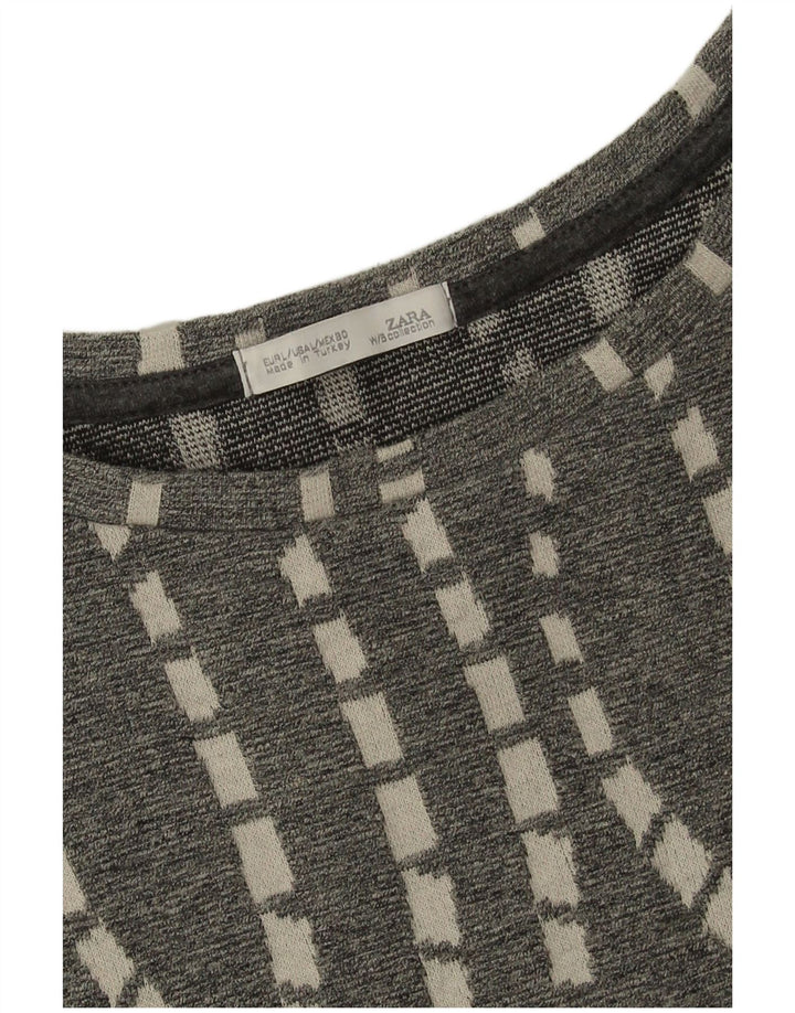 Zara Tunique Femme UK 16 Grand Chevron Gris