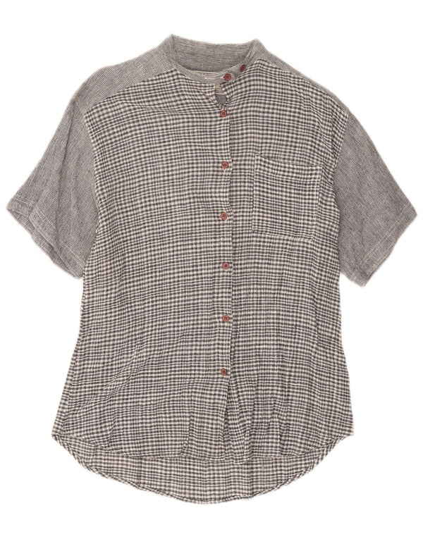 Amaranto Chemise à manches courtes pour femme UK 44 Coton à carreaux gris moyen