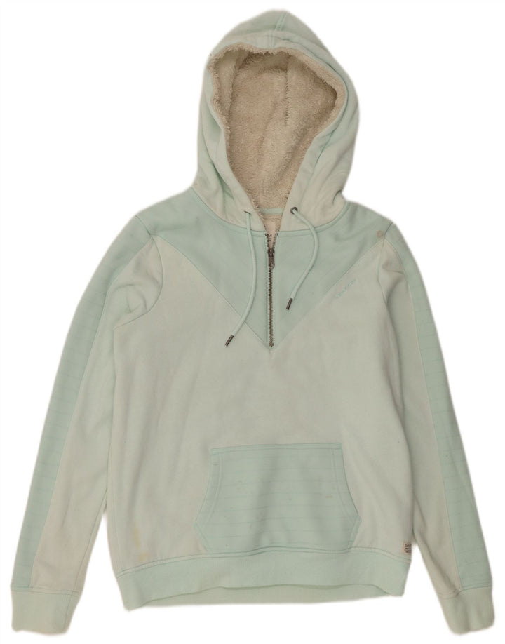 VOLCOM Pull à capuche à col zippé pour femme UK 12 Coton vert moyen