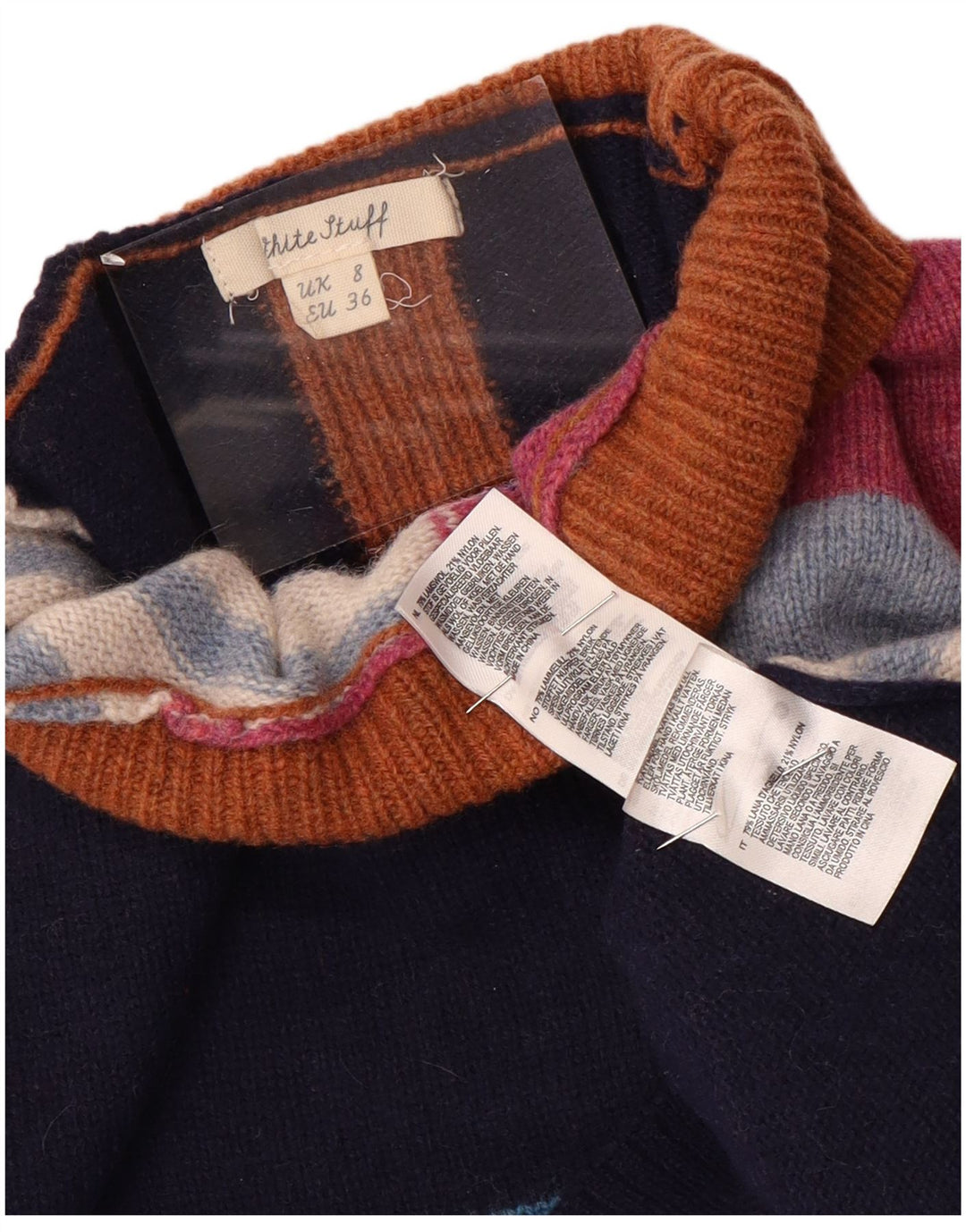 WHITE STUFF Pull à col roulé pour femme UK 8 Small Multicolore