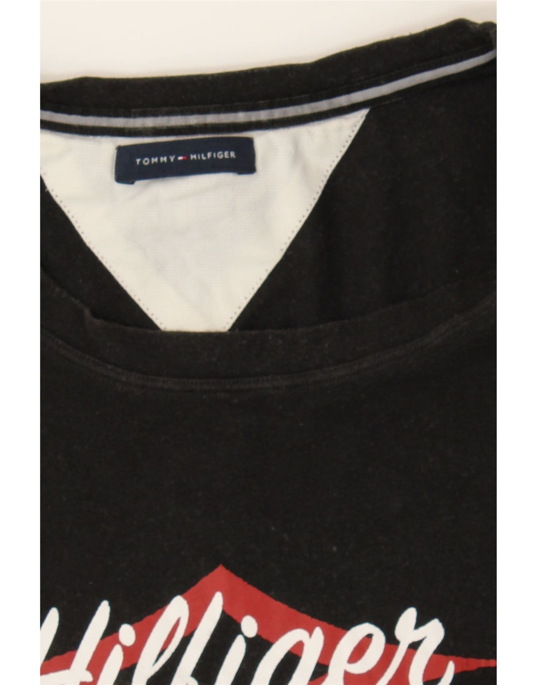 TOMMY HILFIGER Mens Graphic T-Shirt Top Medium Black Cotton Vintage Tommy Hilfiger and Second-Hand Tommy Hilfiger from Messina Hembry 