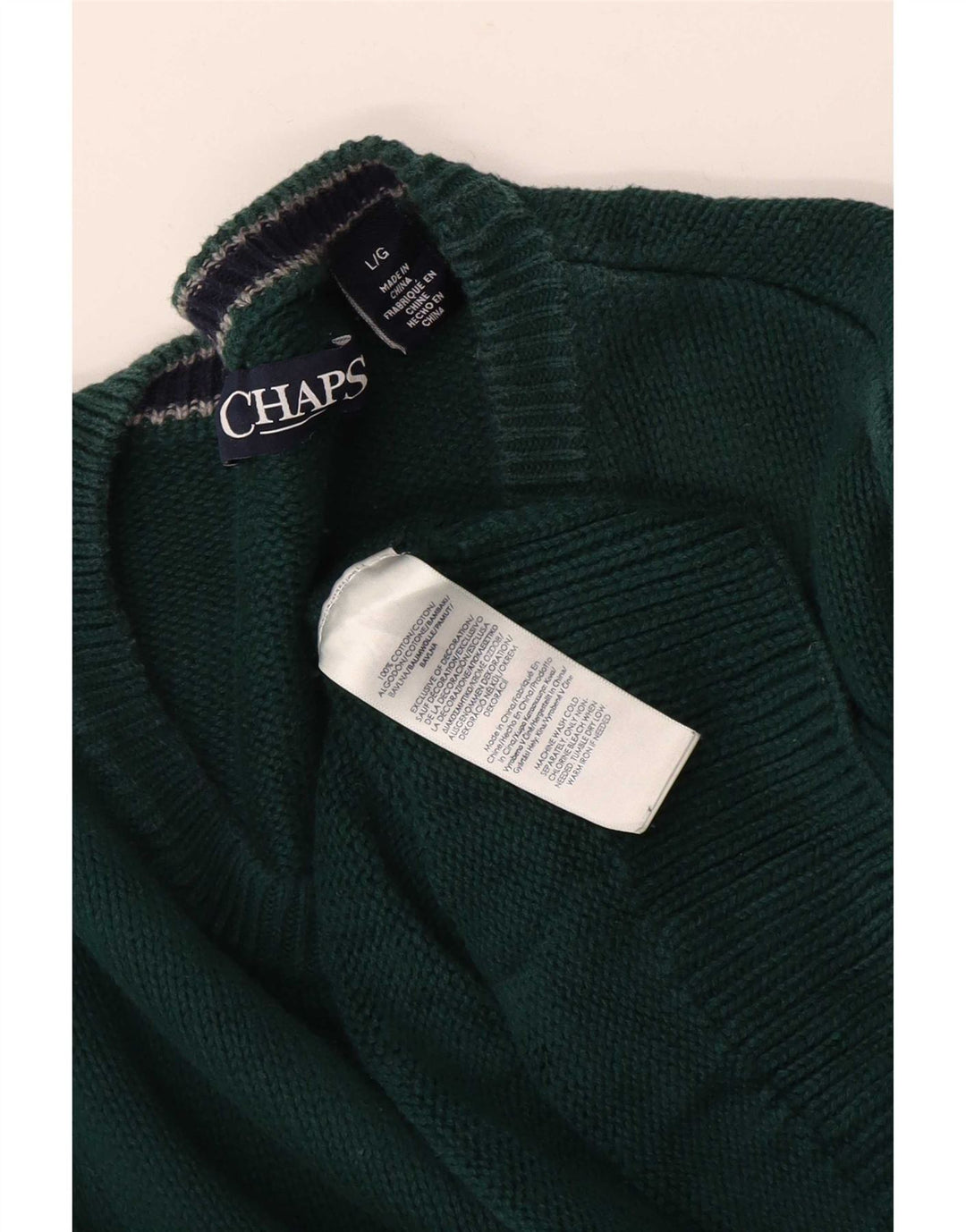 Chaps Pull à col rond coupe classique pour hommes, grand coton vert